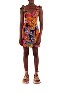 Robe courte Bananas Rainbow en lin - Multicolore