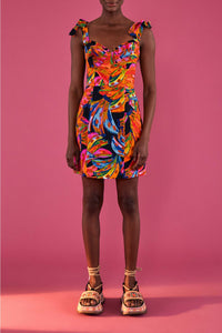 Robe courte Bananas Rainbow en lin - Multicolore