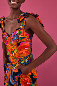 Robe courte Bananas Rainbow en lin - Multicolore