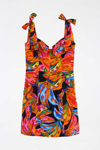 Robe courte Bananas Rainbow en lin - Multicolore