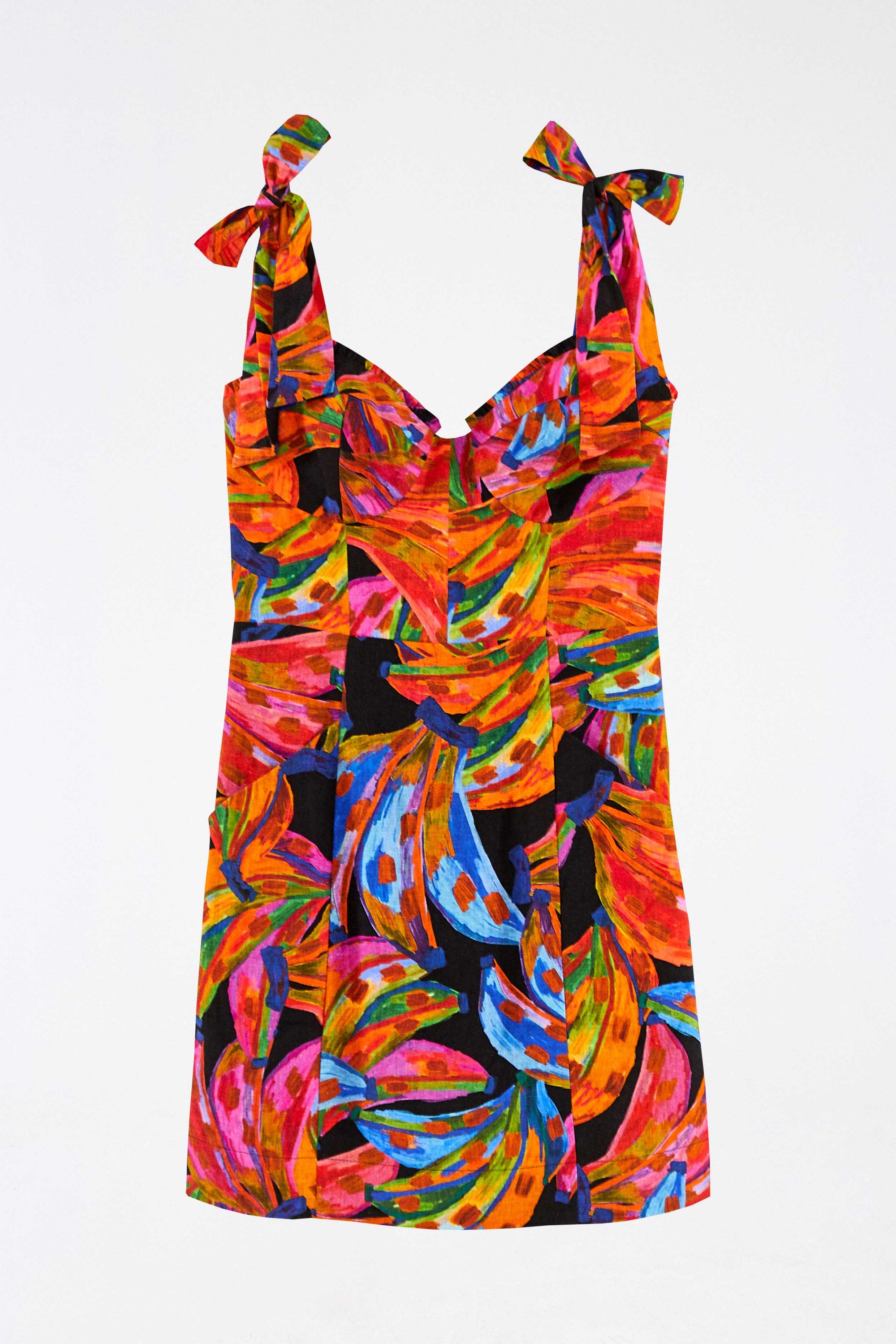Robe courte Bananas Rainbow en lin - Multicolore