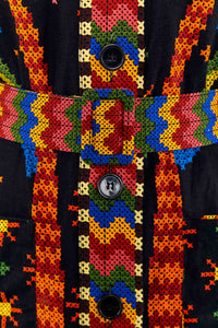 Robe courte Macaw Night en lin - Multicolore