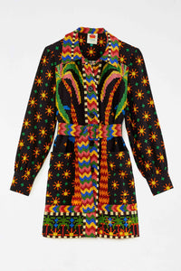Robe courte Macaw Night en lin - Multicolore