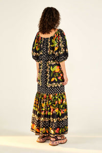 Robe longue Paradis cacao en coton - Multicolore