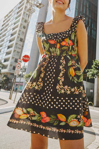Robe courte Paradis cacao en coton - Multicolore