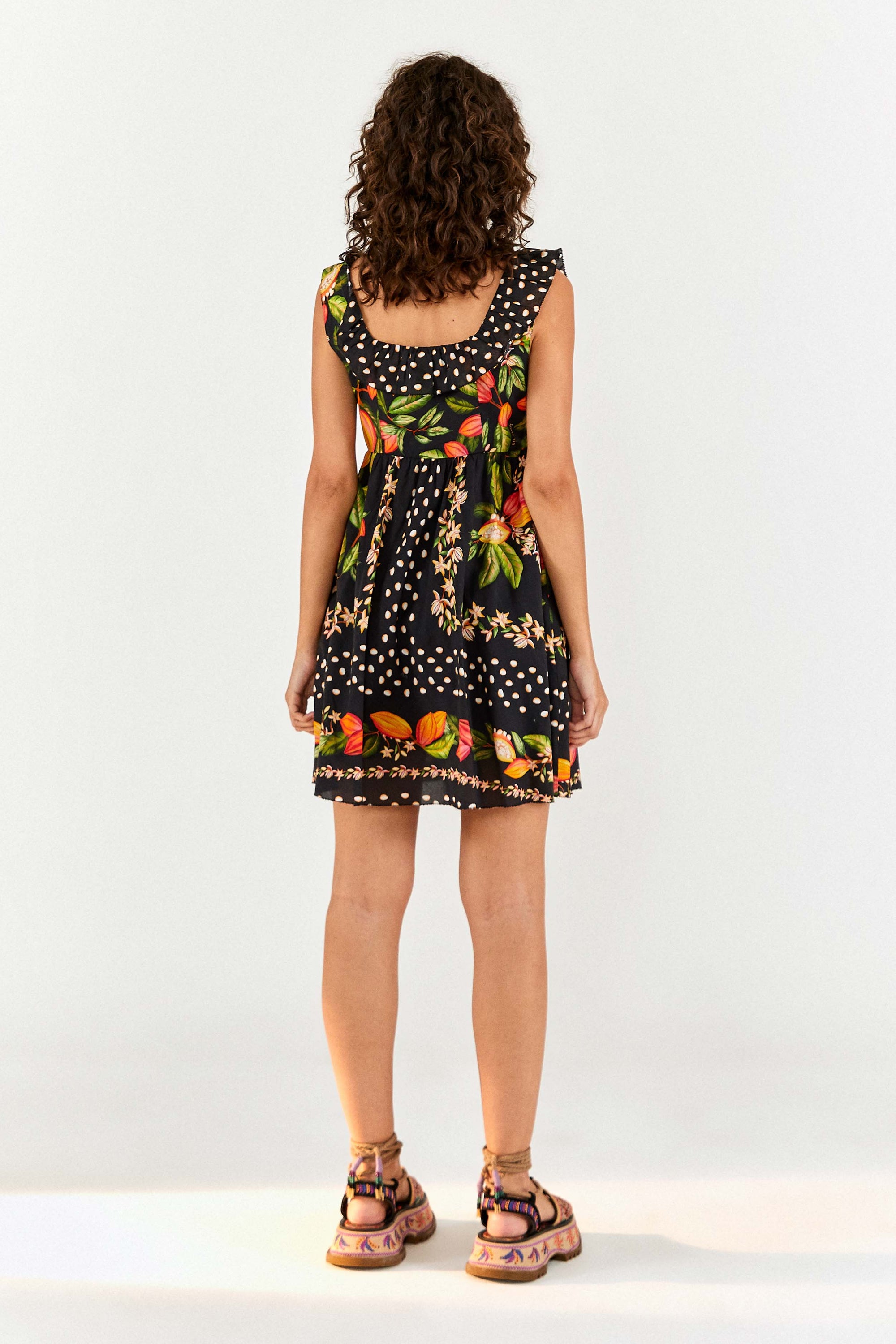 Robe courte Paradis cacao en coton - Multicolore
