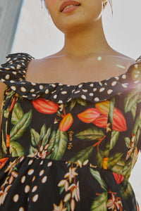 Robe courte Paradis cacao en coton - Multicolore