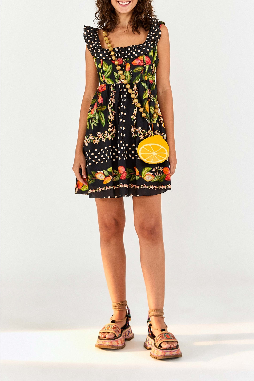 Robe courte Paradis cacao en coton - Multicolore