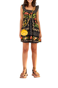 Robe courte Paradis cacao en coton - Multicolore