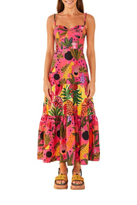 Cotton pop leopard maxi dress - Pink