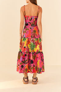 Cotton pop leopard maxi dress - Pink