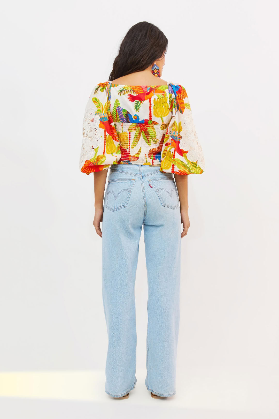 Blouse Forest Birds en coton - Blanc