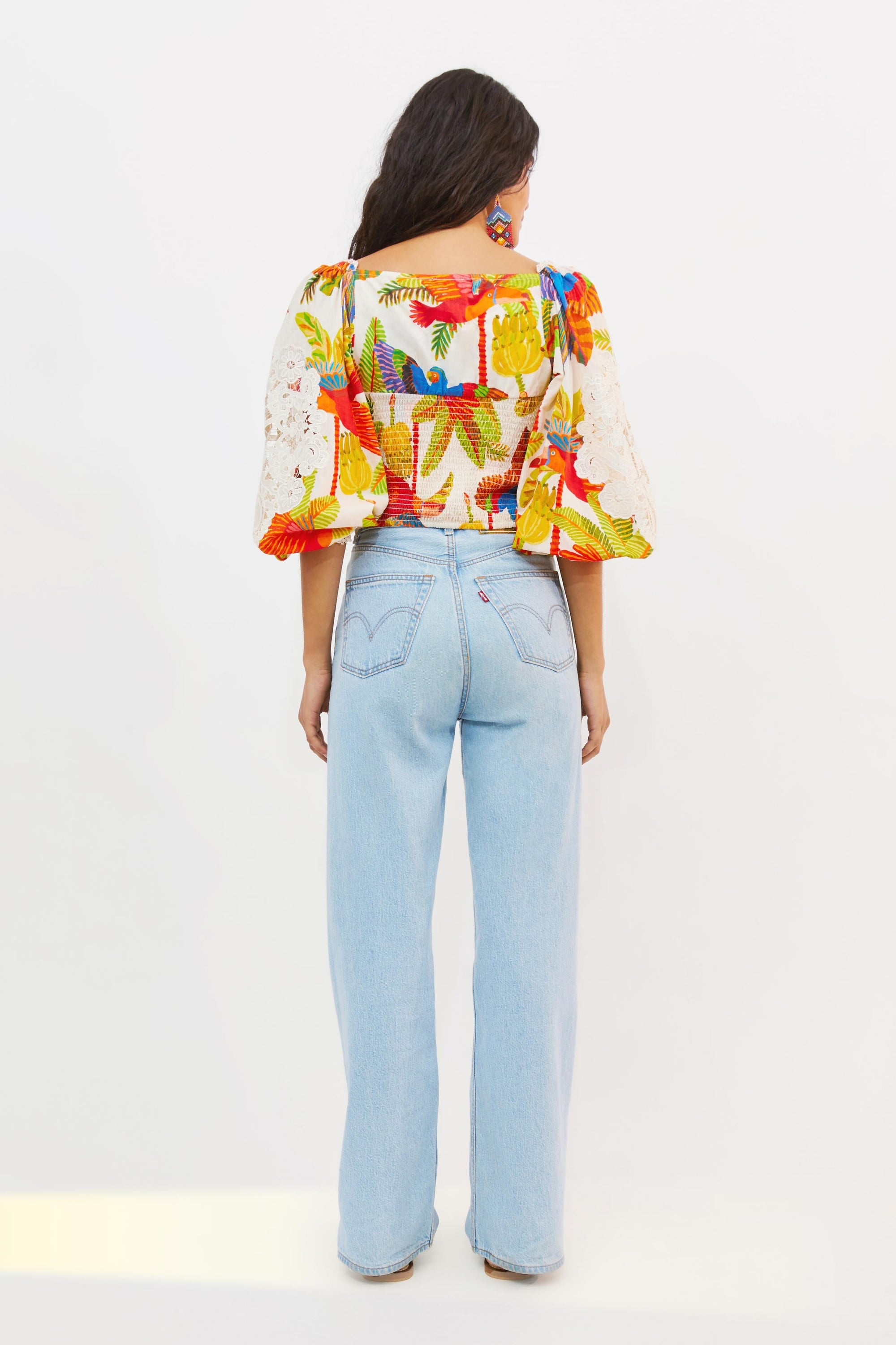 Blouse Forest Birds en coton - Blanc