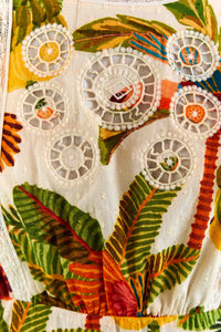 Robe courte Forest Birds en coton - Vert