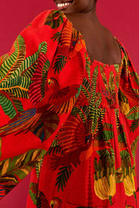 Forest Birds jumpsuit in linen - Red