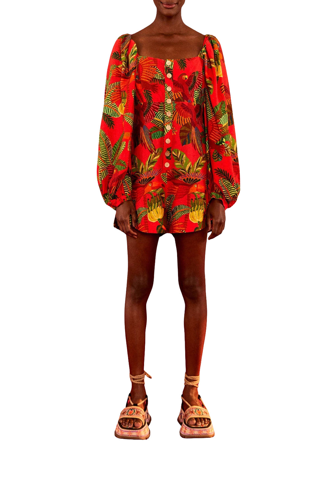 Combishort Forest Birds en lin - Rouge
