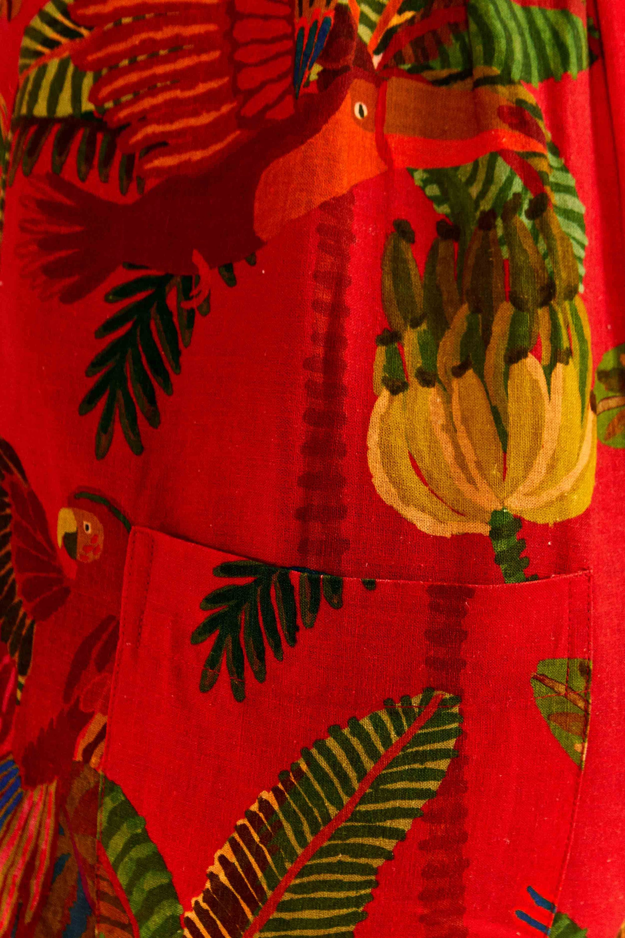 Forest Birds jumpsuit in linen - Red