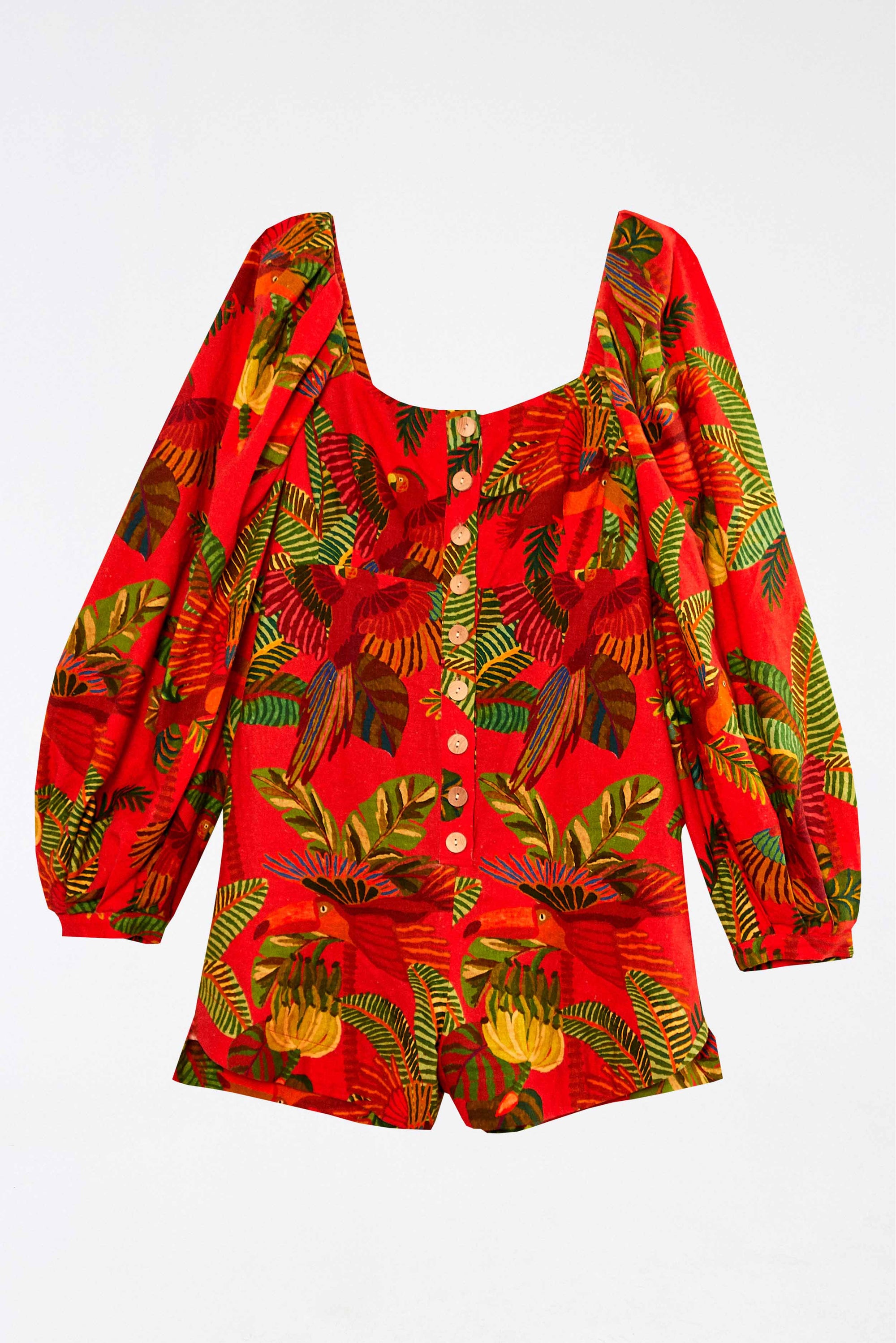 Forest Birds jumpsuit in linen - Red