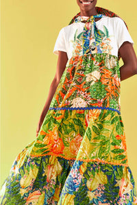 Caipirinha t-shirt-style maxi dress in cotton - Multicolour