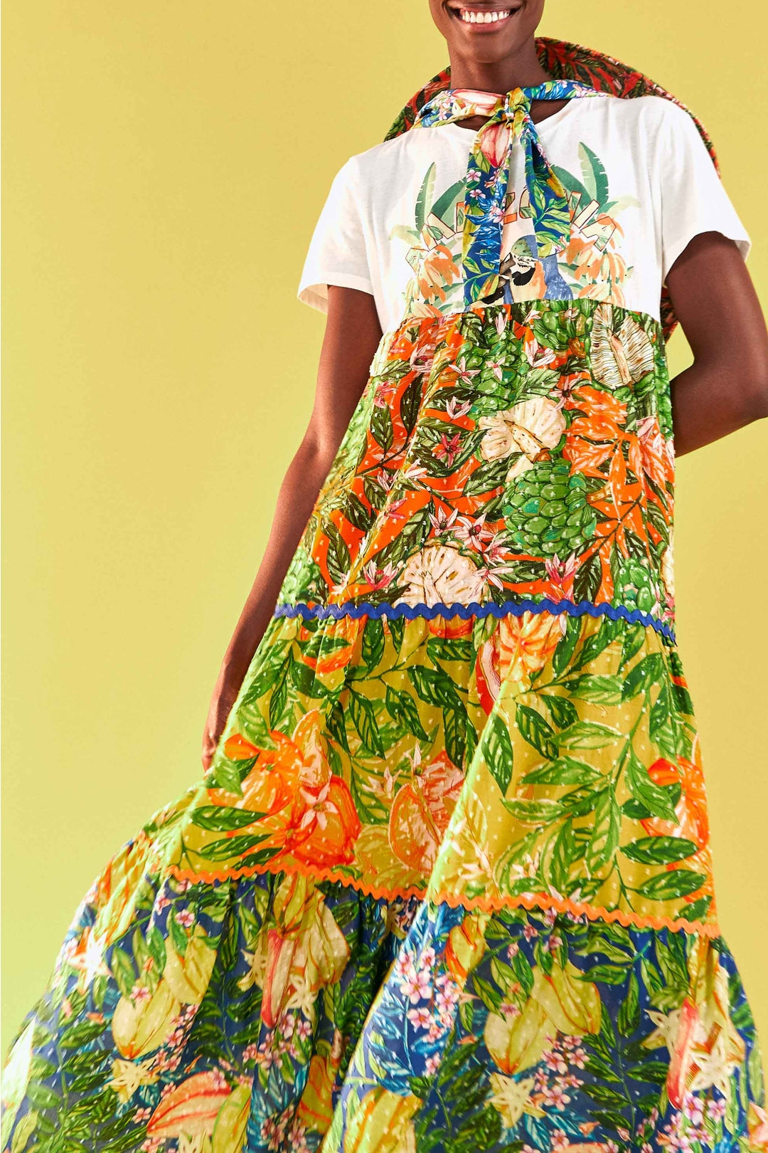 Caipirinha t-shirt-style maxi dress in cotton - Multicolour