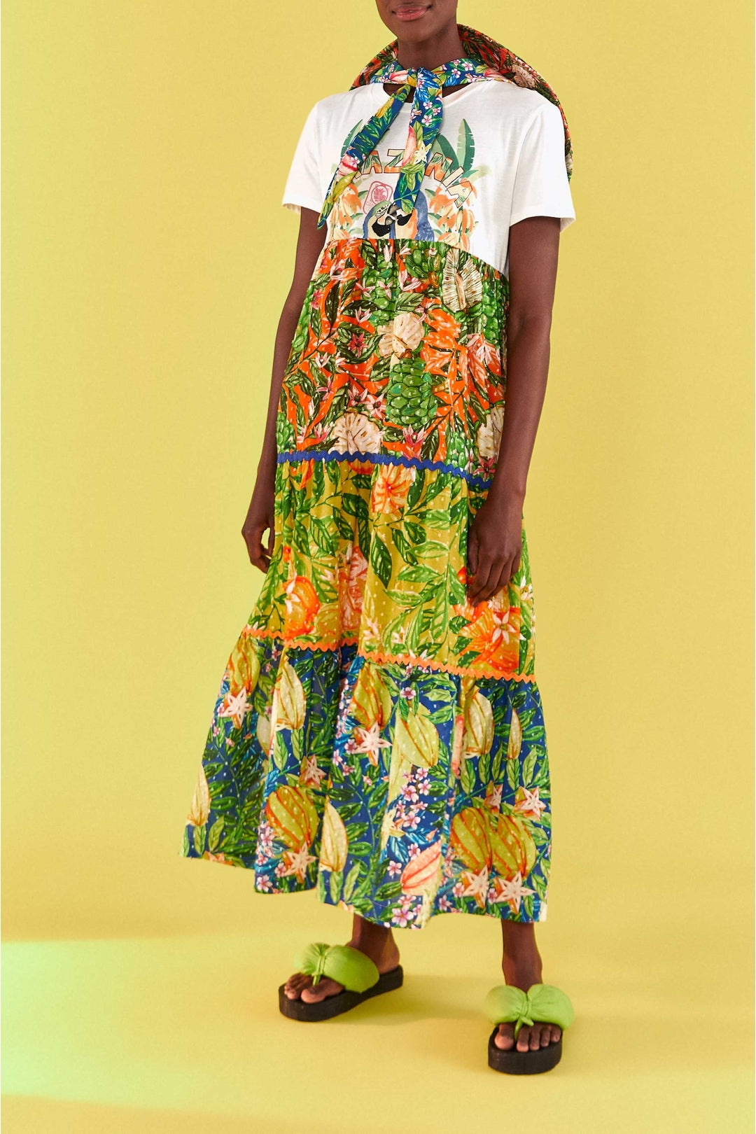 Caipirinha t-shirt-style maxi dress in cotton - Multicolour