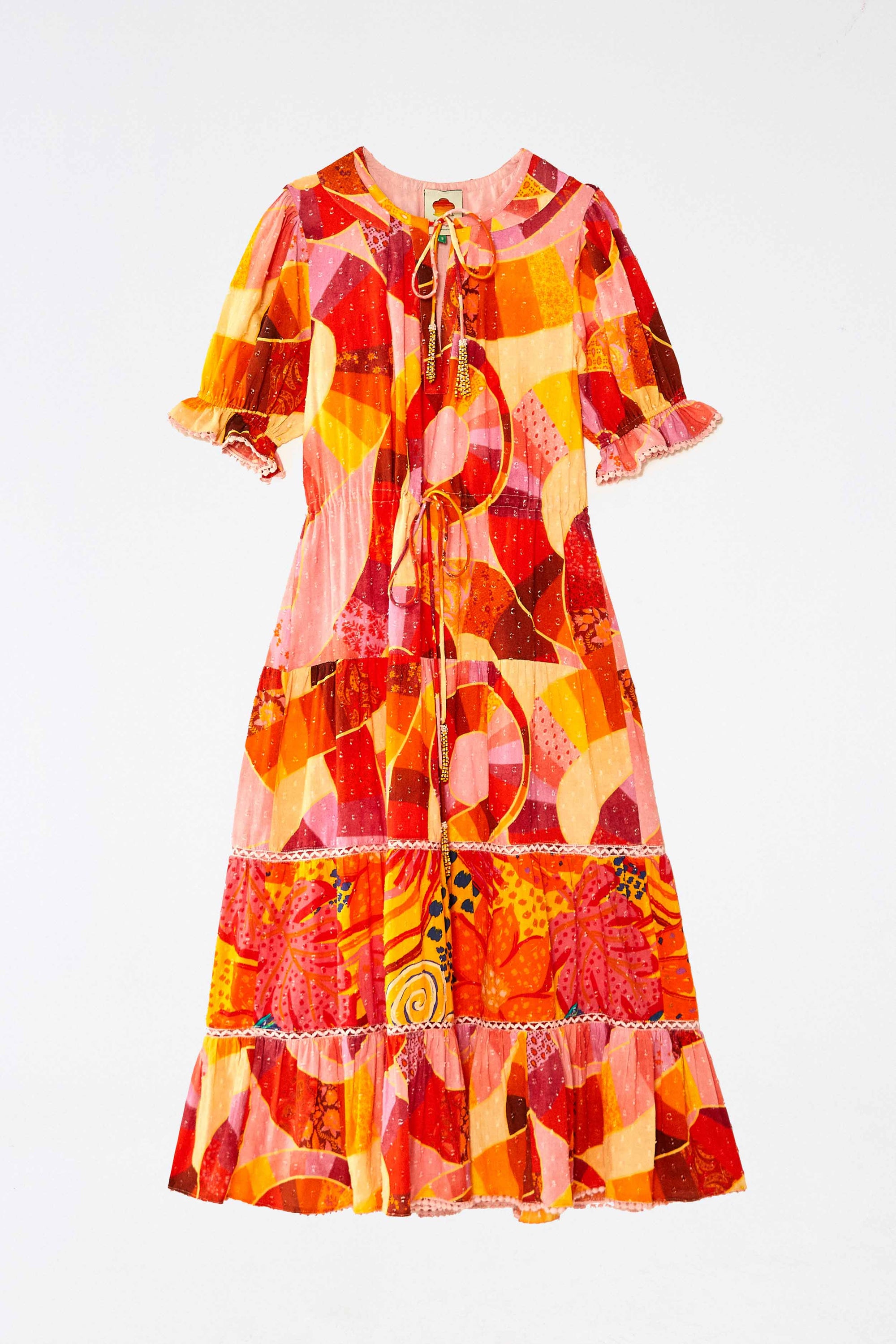Patch Twirl maxi dress in cotton - Pink
