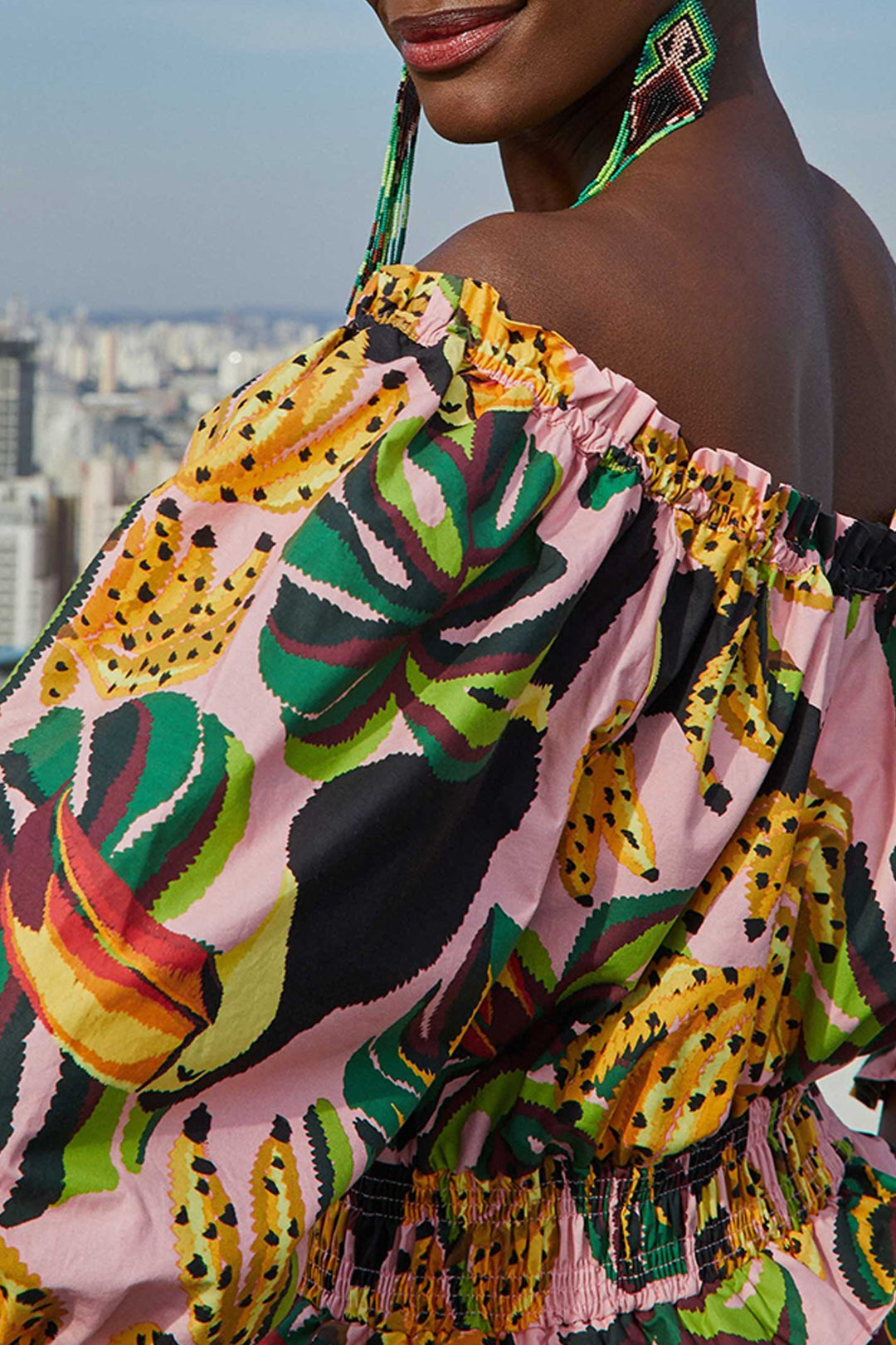 Robe longue à volants Toucananas en coton - Rose