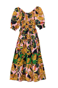 Robe longue à volants Toucananas en coton - Rose