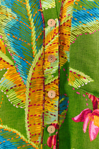 Combi-short Banana Leaves en lin - Vert