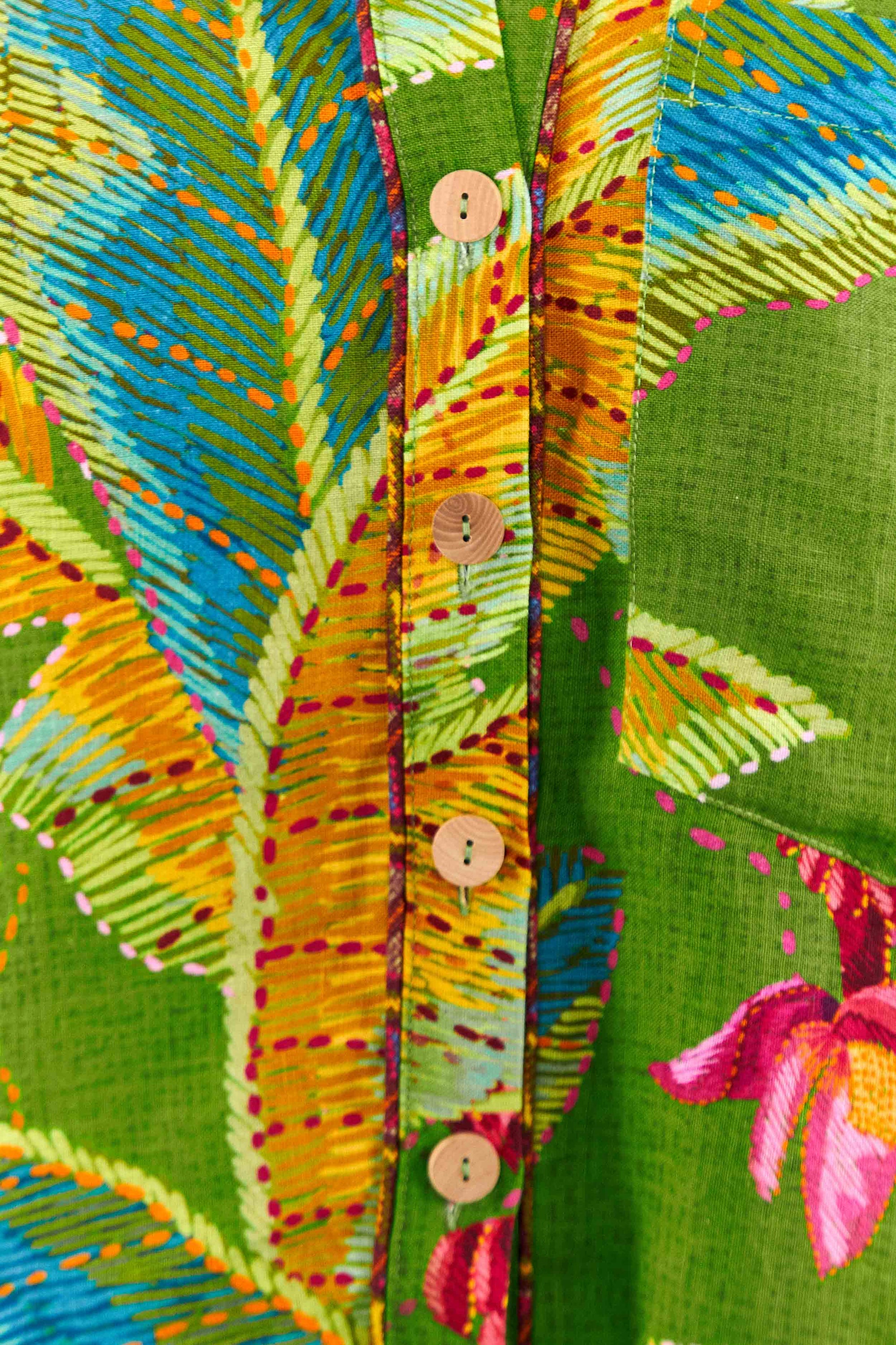 Combi-short Banana Leaves en lin - Vert