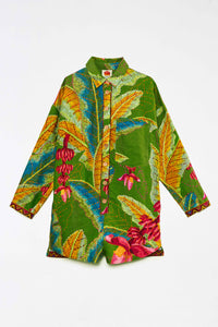 Combi-short Banana Leaves en lin - Vert
