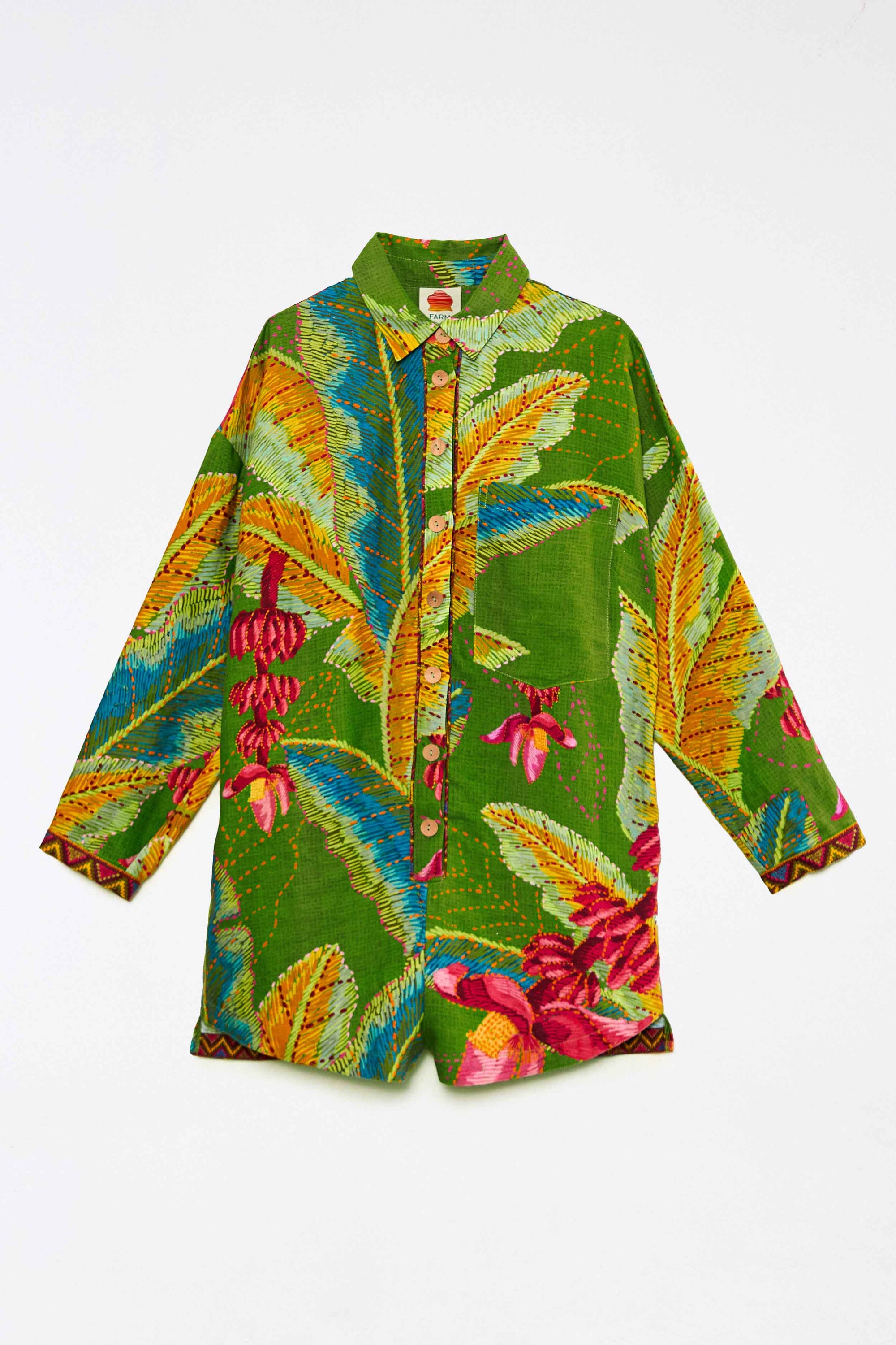 Combi-short Banana Leaves en lin - Vert