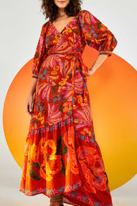 Robe longue Spring Bananas en coton - Rouge