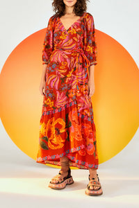 Robe longue Spring Bananas en coton - Rouge