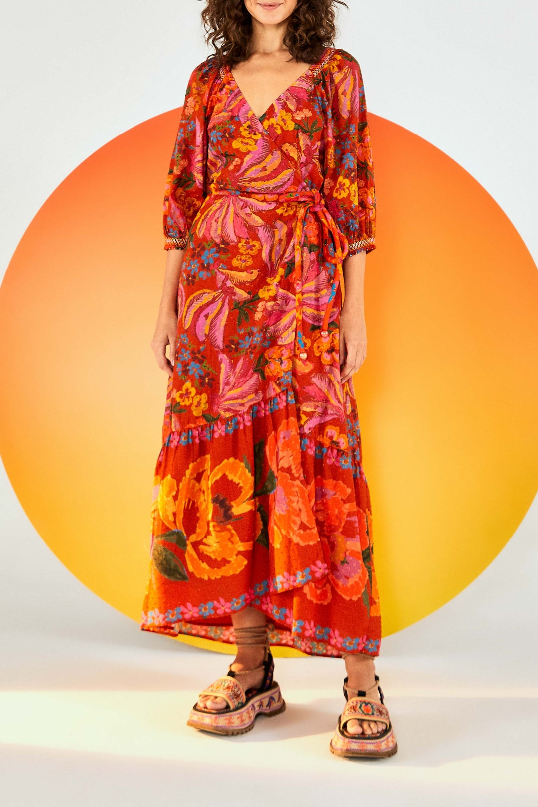 Robe longue Spring Bananas en coton - Rouge