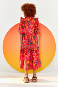 Robe midi Spring Bananas en coton - Rouge