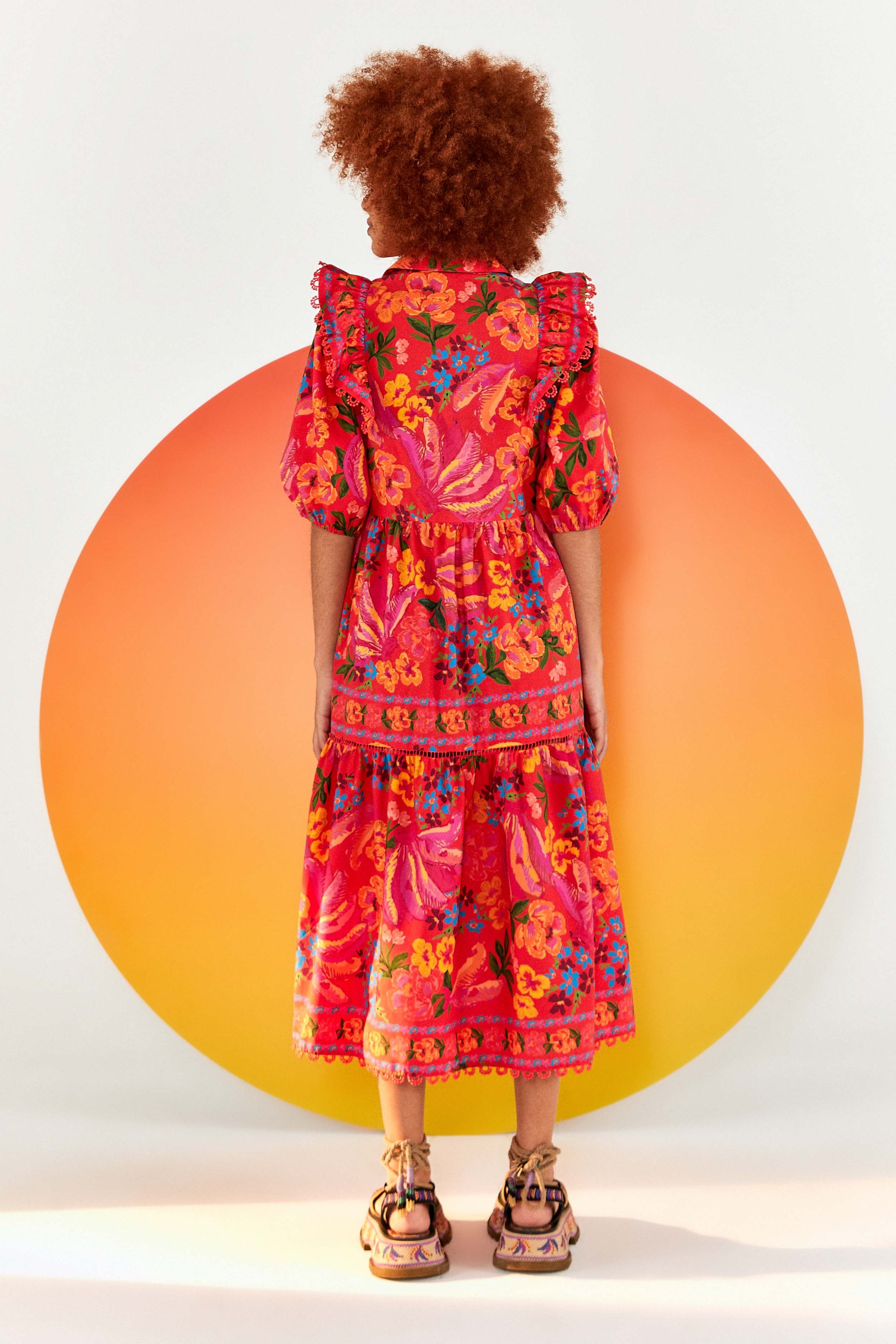 Robe midi Spring Bananas en coton - Rouge