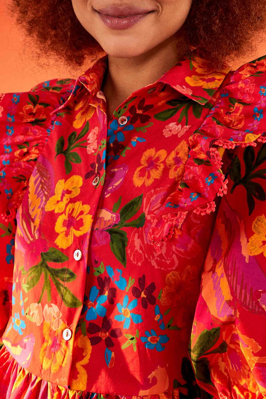 Robe midi Spring Bananas en coton - Rouge