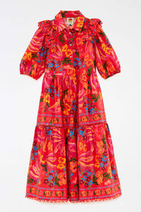 Robe midi Spring Bananas en coton - Rouge