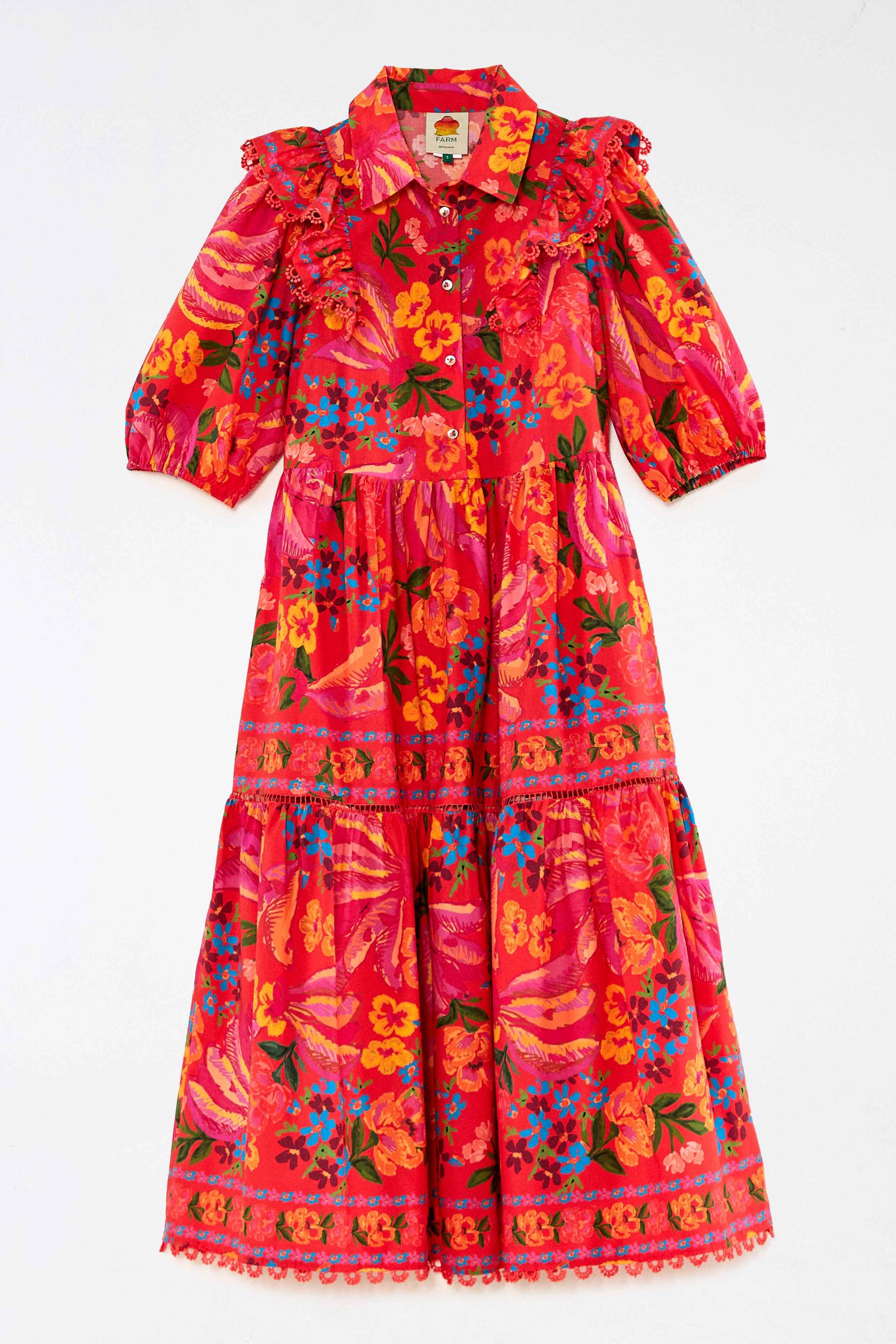 Robe midi Spring Bananas en coton - Rouge