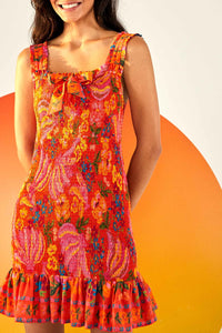 Robe courte Spring Bananas en coton - Rouge