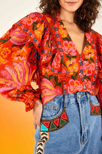 Spring Bananas cotton blouse - Red