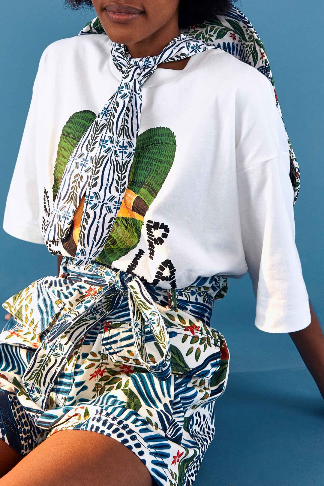 Short Macaw Flight en coton - Blanc