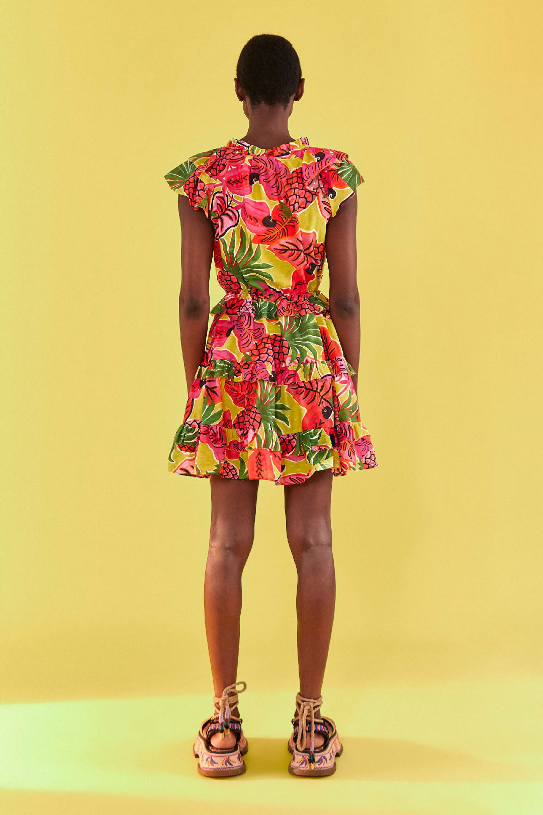 Robe courte Fruit Dream à volants en coton - Multicolore