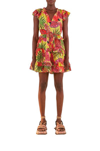 Robe courte Fruit Dream à volants en coton - Multicolore