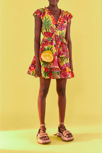Robe courte Fruit Dream à volants en coton - Multicolore