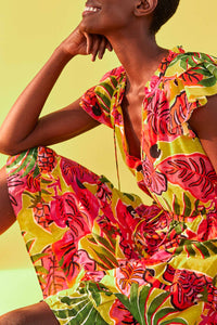 Robe courte Fruit Dream à volants en coton - Multicolore