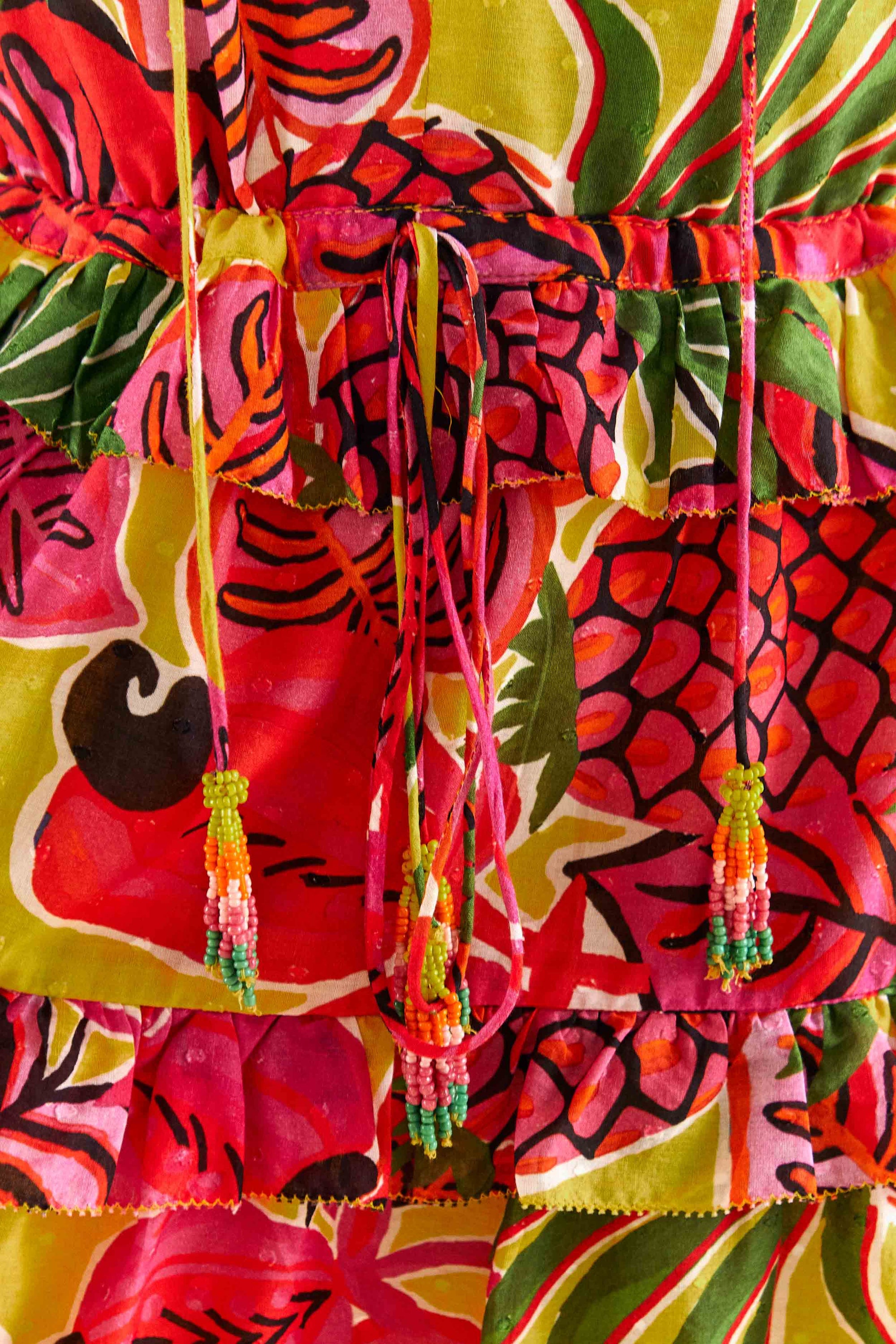 Robe courte Fruit Dream à volants en coton - Multicolore