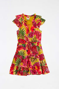 Robe courte Fruit Dream à volants en coton - Multicolore