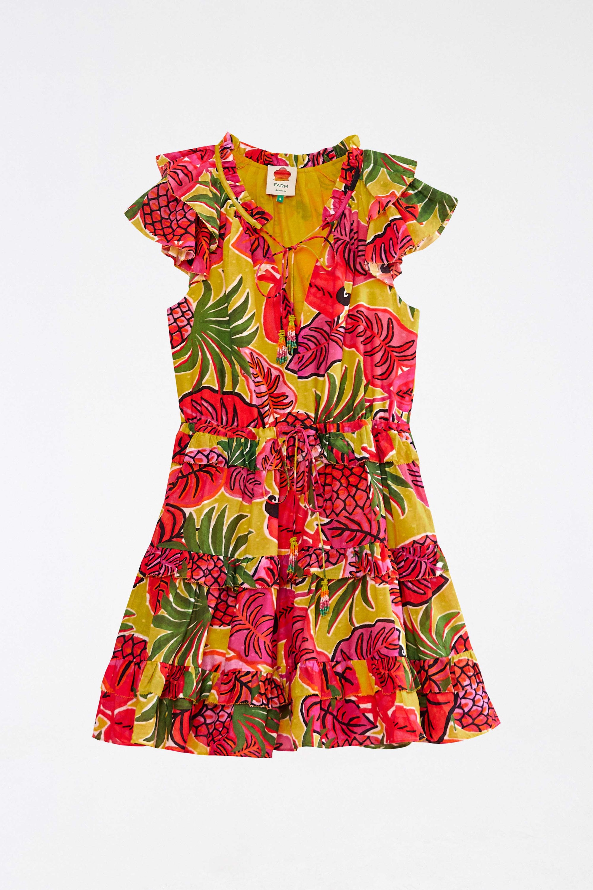Robe courte Fruit Dream à volants en coton - Multicolore